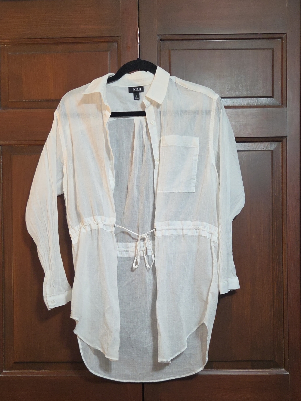 A.N.A Beach Cover Up White See Thru